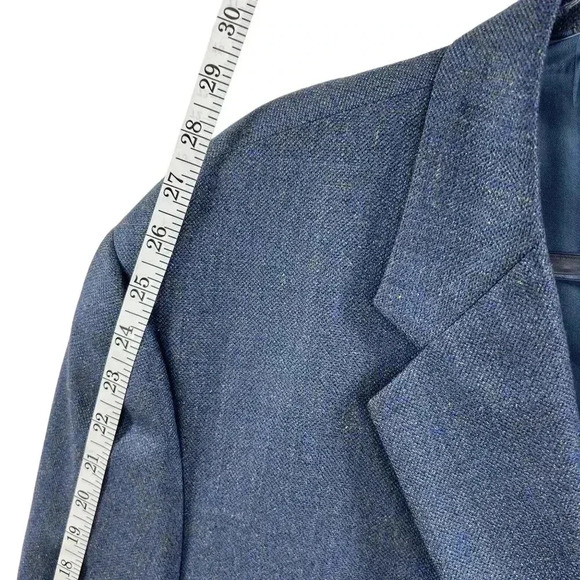 Joseph Abboud 48R 55% SILK 45% WOOL American Soft Jacket Blue Check Parisian USA - Picture 10 of 16